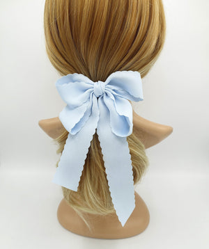 veryshine.com Barrette (Bow) Sky blue wave edge hair bow long tail hair barrette women hair accessory