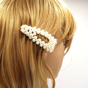 veryshine.com Barrette (Bow) Snap clip pearl decorated flower hair barrette snap clip woman hair accessory