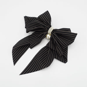 veryshine.com Barrette (Bow) solid classic stripe hair bow long tail french barrette women hair accessory