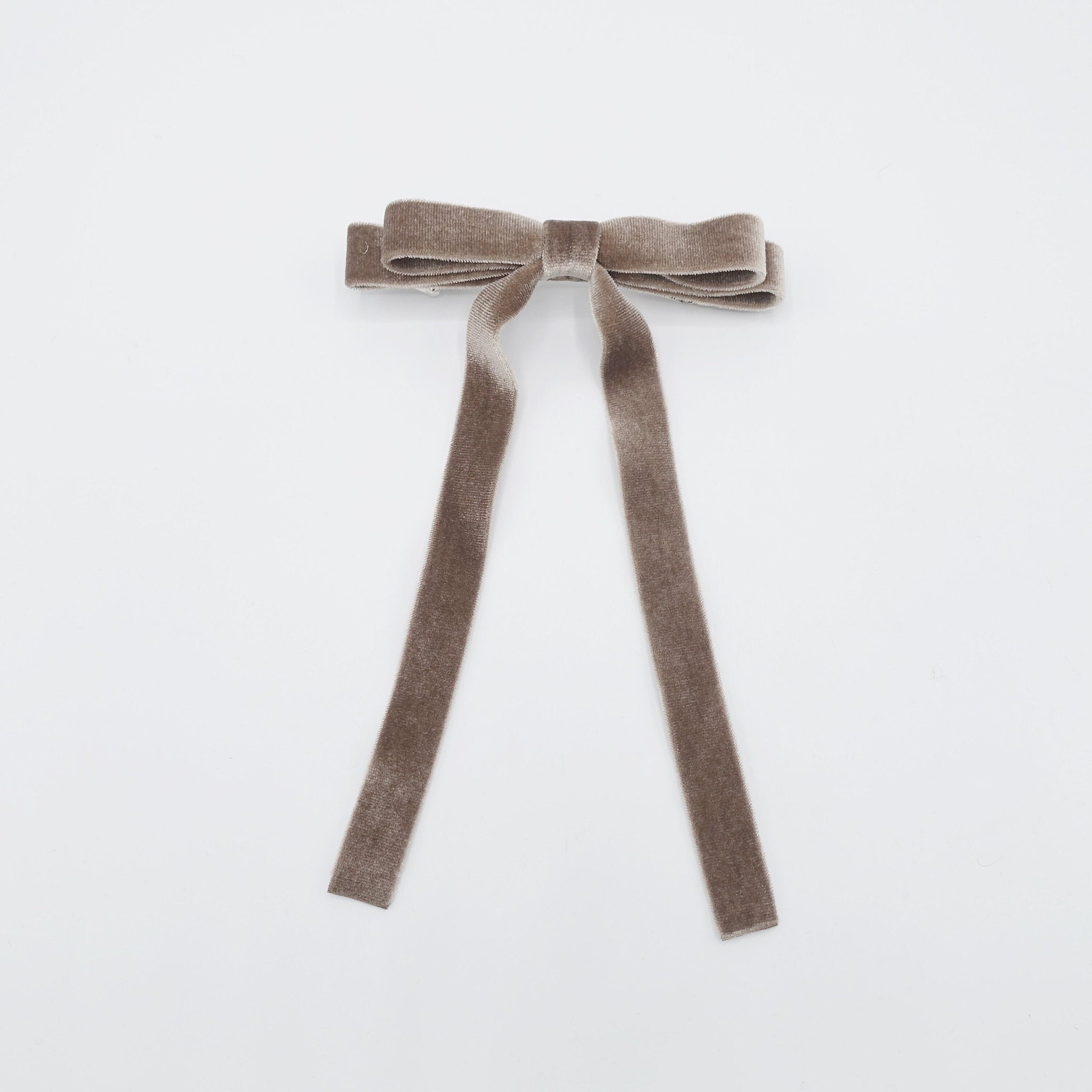 jfybrand Vintage Thin Velvet Ribbon Bow Hair Barrette Onyx / One Size