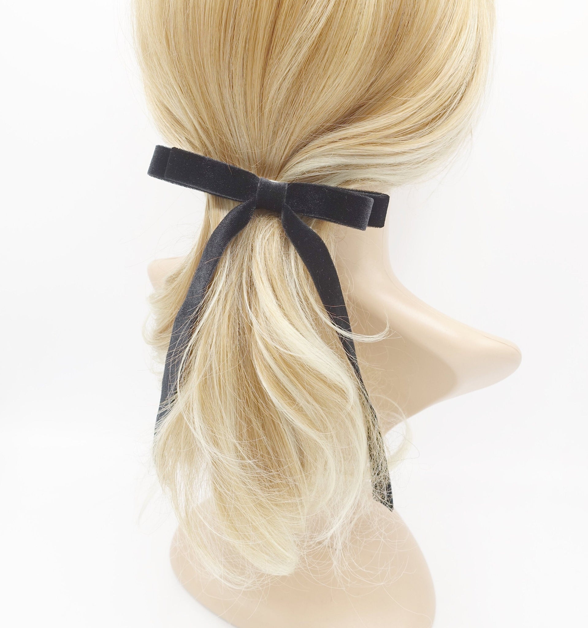 veryshine.com Barrette (Bow) thin velvet tail hair bow casual style french hair barrette