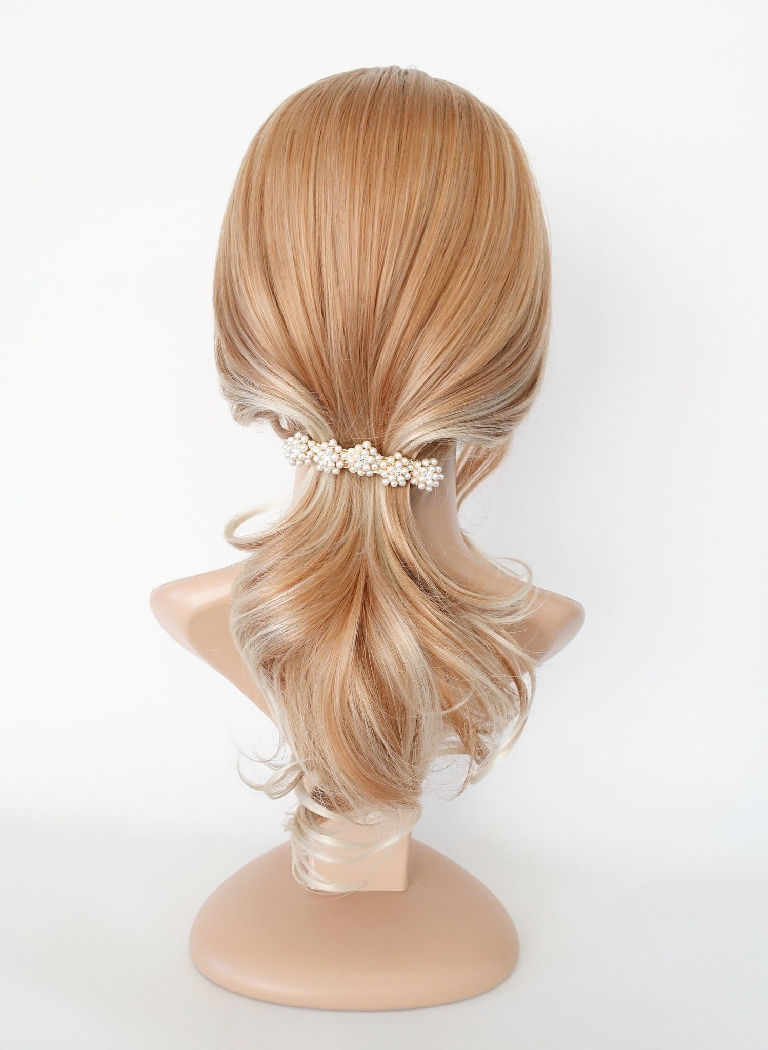 veryshine.com Barrette (Bow) tiny pearl ball flower french hair barrette women hair accessory