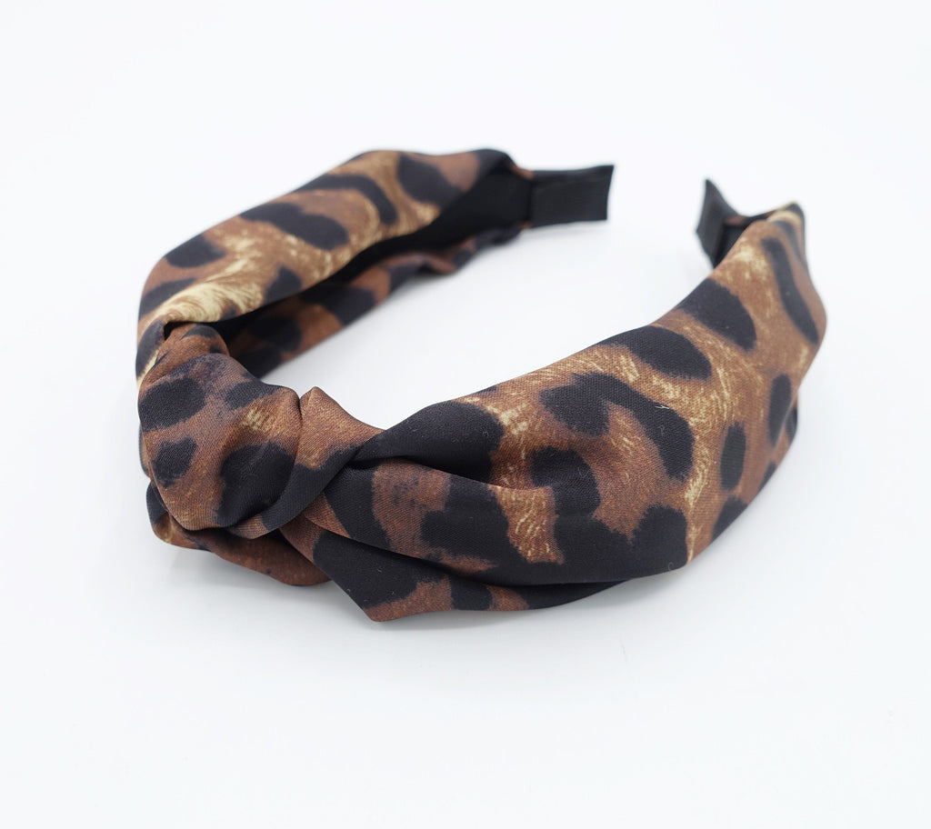 veryshine.com Barrette (Bow) Top knot headband satin leopard print hair bow headband collection women hair accessories