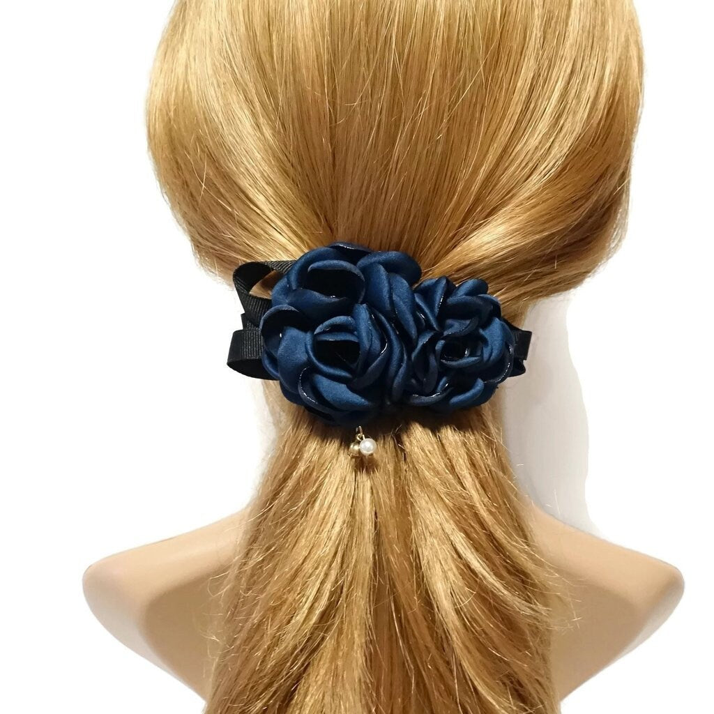 veryshine.com Barrette (Bow) Two Rose Flowers French Hair Barrettes women hair clip
