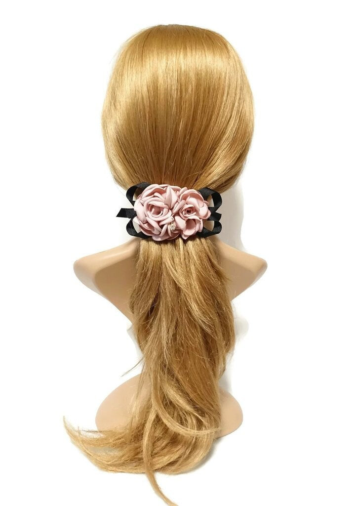 veryshine.com Barrette (Bow) Two Rose Flowers French Hair Barrettes women hair clip