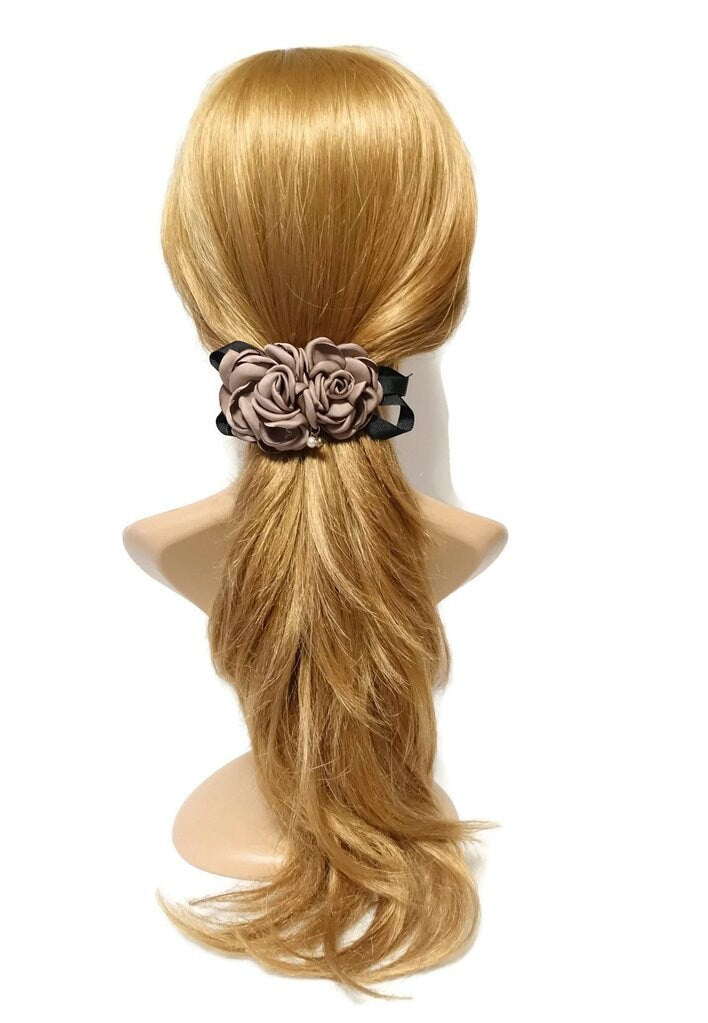 Two Rose Flowers French Hair Barrettes women hair clip