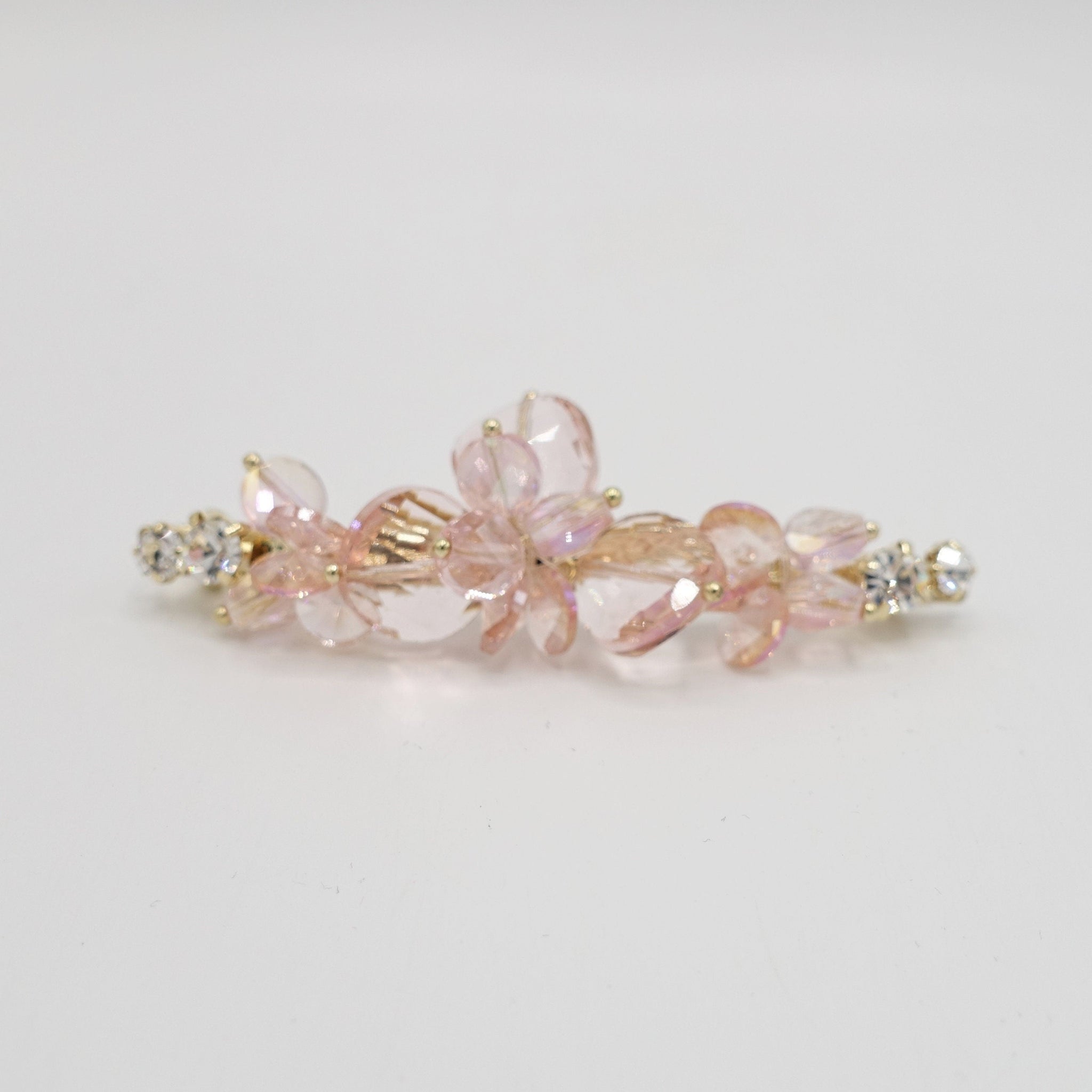 veryshine.com Barrette (Bow) Vintage rose crystal glass beaded hair barrette