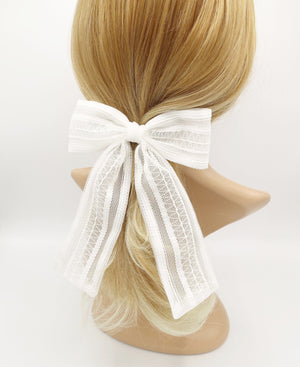 veryshine.com Barrette (Bow) White mesh lace organza hair bow for women