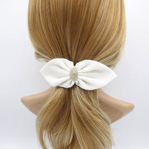 veryshine.com Barrette (Bow) White mesh pointed hair bow rhinestone embellished women hair barrette