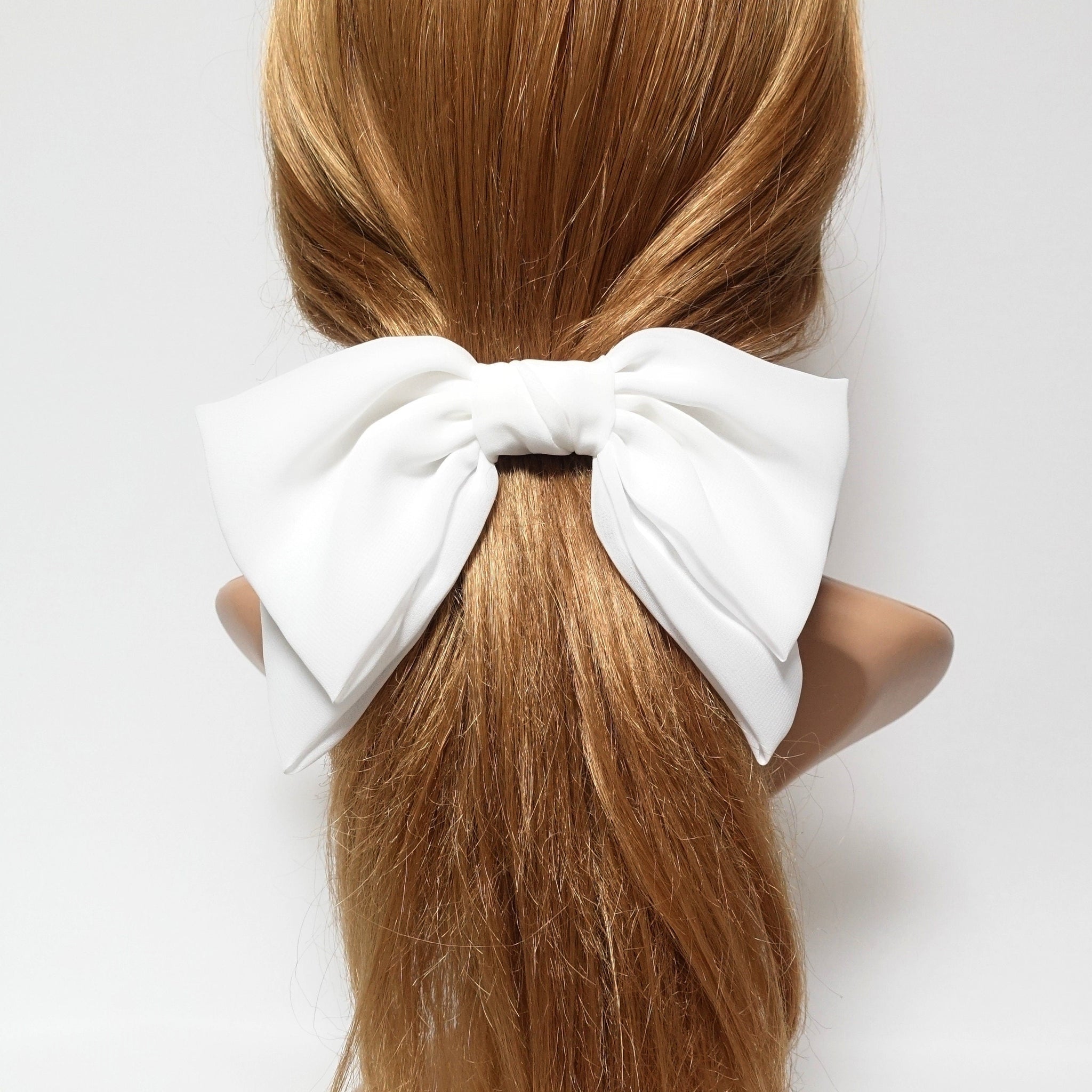 veryshine.com Barrette (Bow) White Texas chiffon bow french hair barrette big hair bow for Women