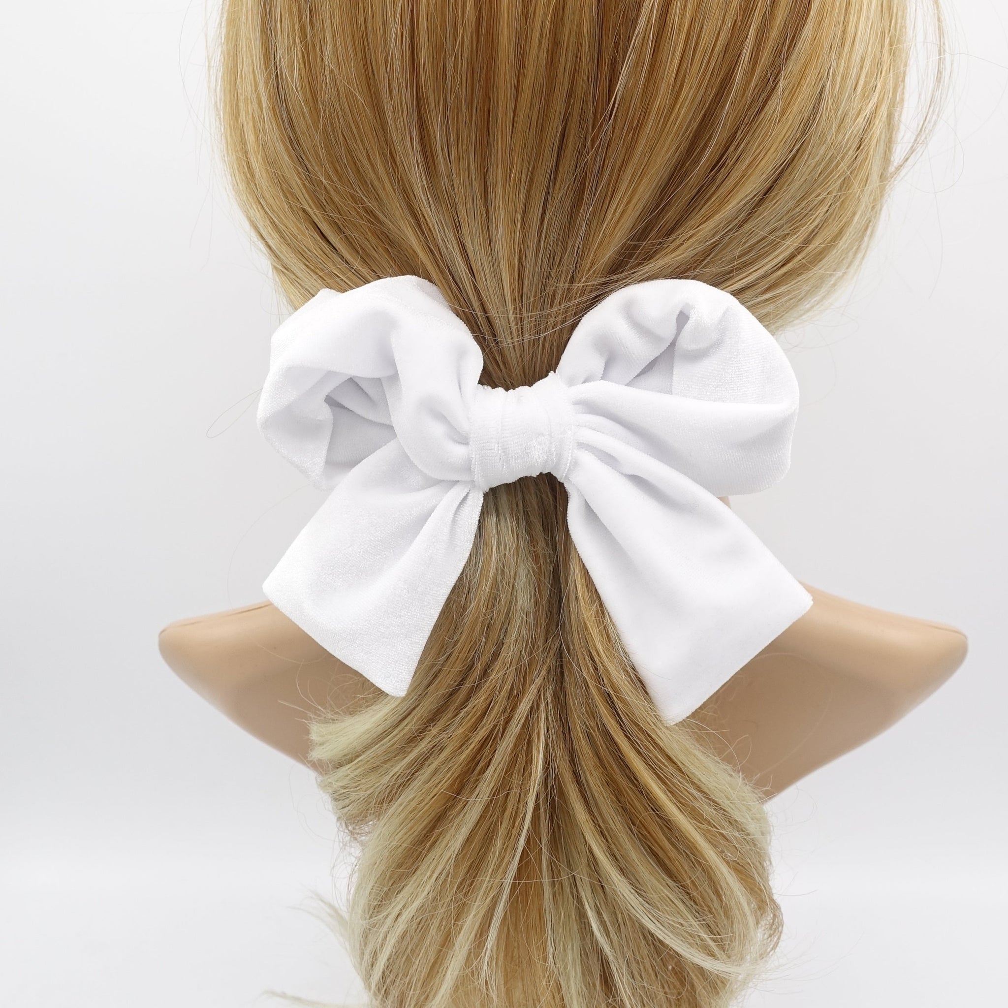 veryshine.com Barrette (Bow) White velvet wired bow hair accessory for women