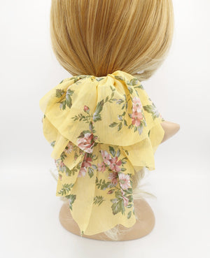 veryshine.com Barrette (Bow) Yellow chiffon floral layered hair bow droopy style feminine accessory for women
