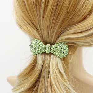 veryshine.com Barrette (Bow) Yellow green rhinestone embellished small hair bow barrette