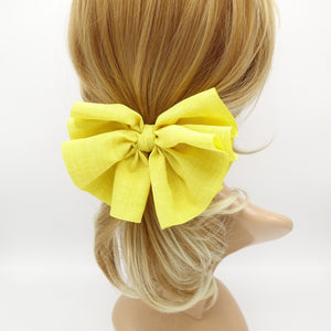 veryshine.com Barrette (Bow) Yellow volume pleated hair bow french barrette women hair accessory