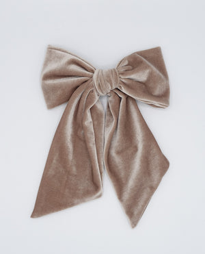 veryshine.com Barrettes & Clips Beige giant velvet bow french barrette wide tail women hair accessory