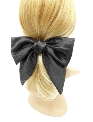 veryshine.com Barrettes & Clips Black big satin hair bow pointed tail glossy hair accessory for women