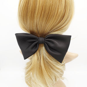 veryshine.com Barrettes & Clips Black glossy basic satin hair bow women hair accessory