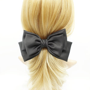 veryshine.com Barrettes & Clips Black triple satin hair bow moderate style hair accessory for women