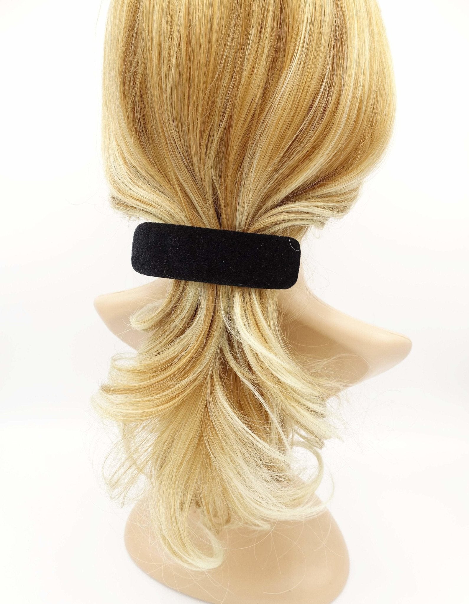 veryshine.com Barrettes & Clips Black velvet hair barrette rectangle hair accessory for women