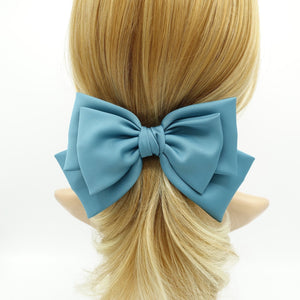 veryshine.com Barrettes & Clips Blue green triple satin hair bow moderate style hair accessory for women