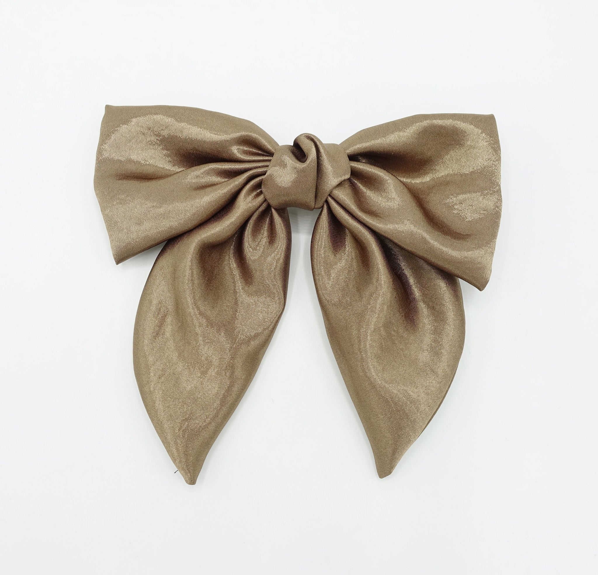 veryshine.com Barrettes & Clips Bronze big satin hair bow pointed tail glossy hair accessory for women
