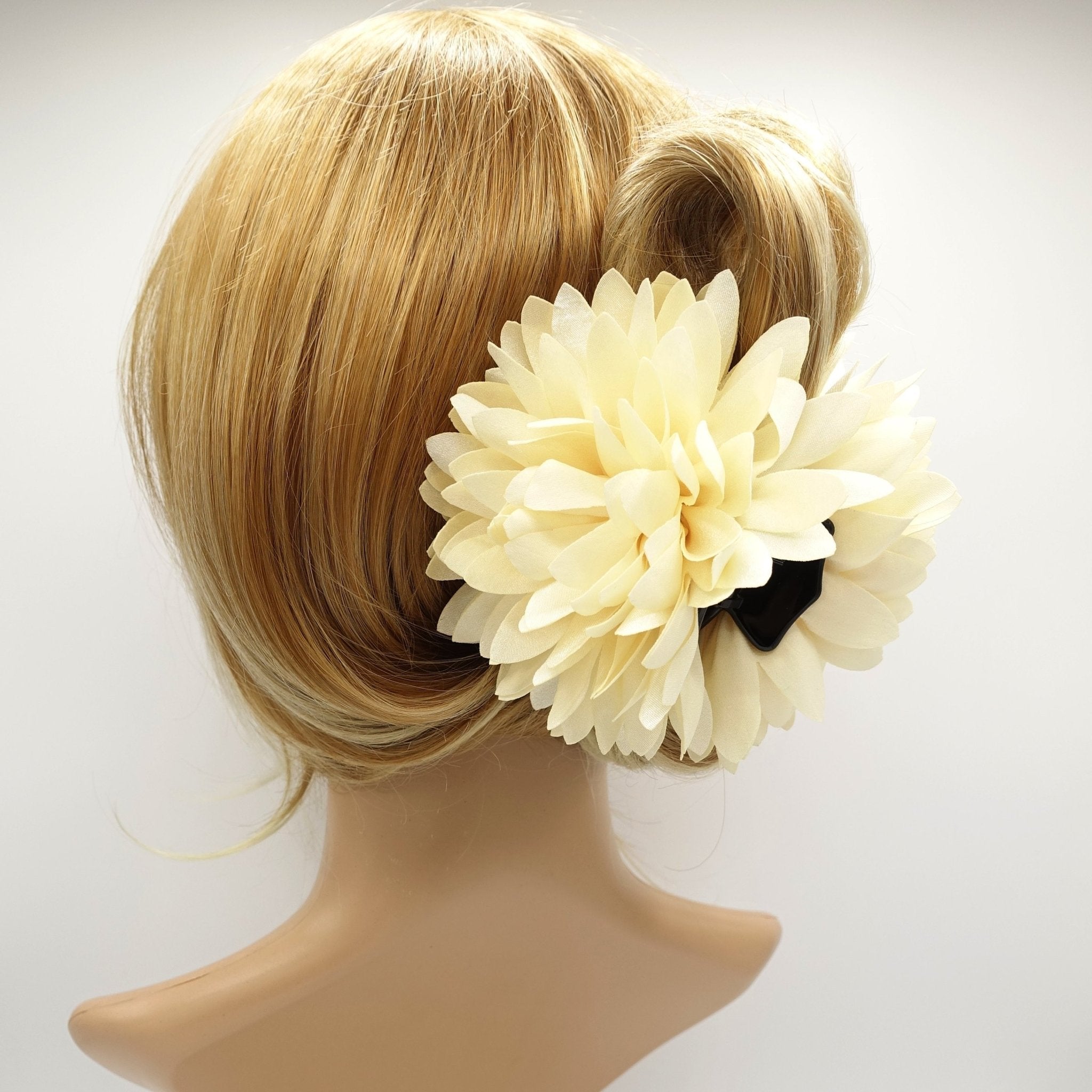 veryshine.com Barrettes & Clips Cream white big chrysanthemum flower hair claw clip  Women Hair Accessory