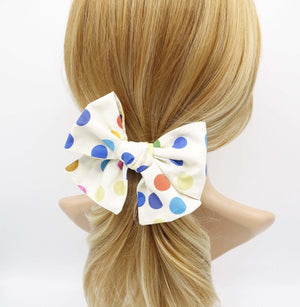 veryshine.com Barrettes & Clips Cream white cotton dot hair bow colorful wired hair accessory for women