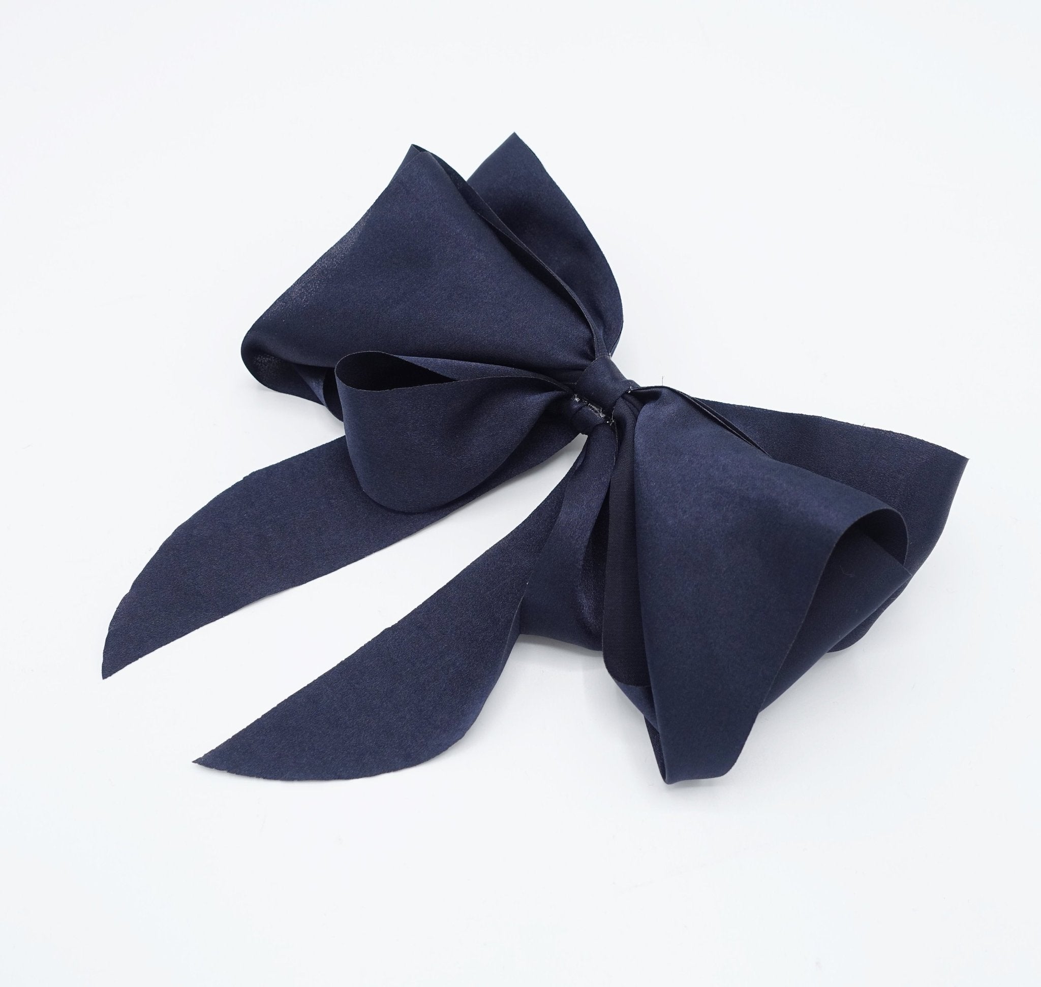 veryshine.com Barrettes & Clips Dark navy solid layered hair bow tailed stylish french barrette women hair accessory