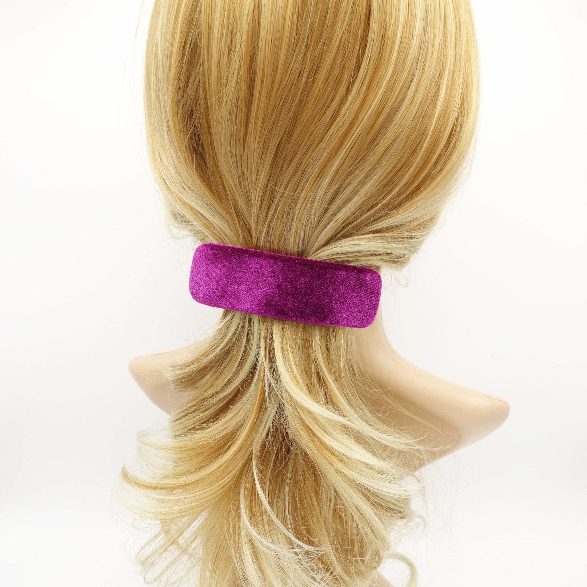 veryshine.com Barrettes & Clips Dark pink velvet hair barrette rectangle hair accessory for women