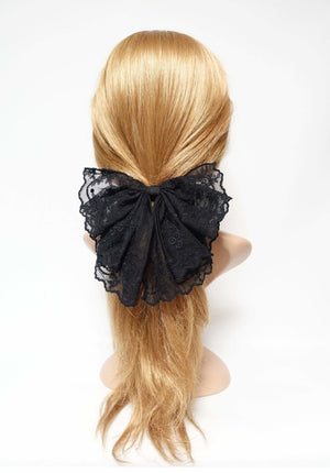 veryshine.com Barrettes & Clips floral lace drape bow translucent mesh bow hair accessory for woman