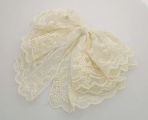 veryshine.com Barrettes & Clips floral lace drape bow translucent mesh bow hair accessory for woman