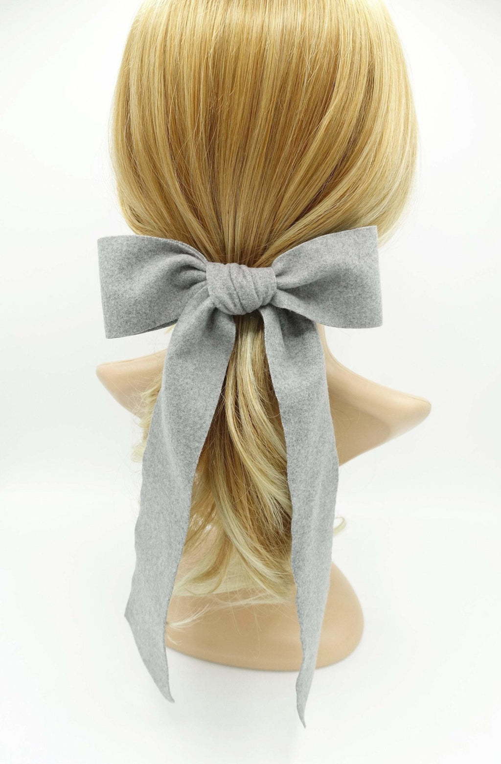 veryshine.com Barrettes & Clips Gray long tail woolen hair bow stylish accessory for women