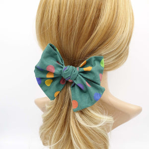 veryshine.com Barrettes & Clips Green cotton dot hair bow colorful wired hair accessory for women