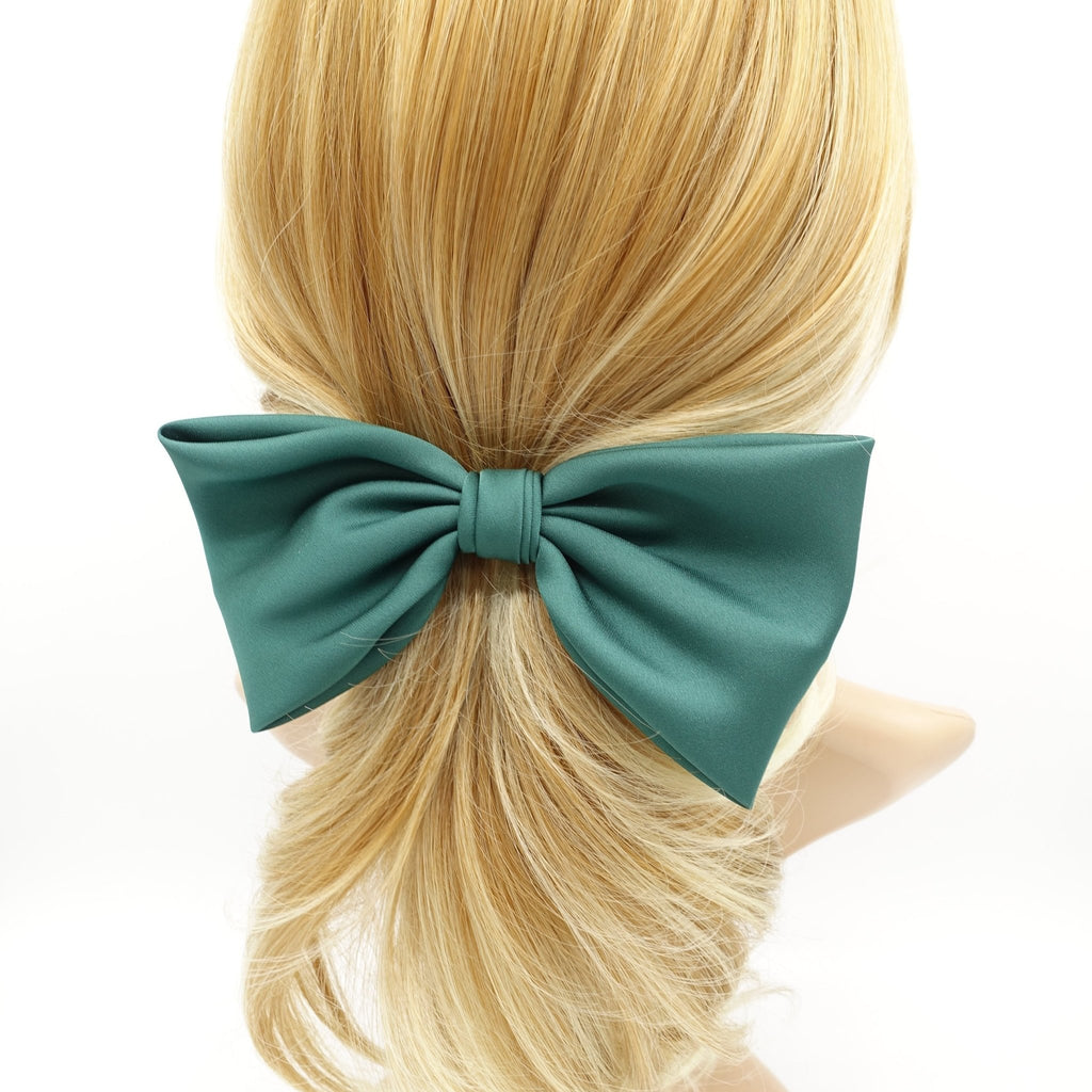 veryshine.com Barrettes & Clips Green glossy basic satin hair bow women hair accessory