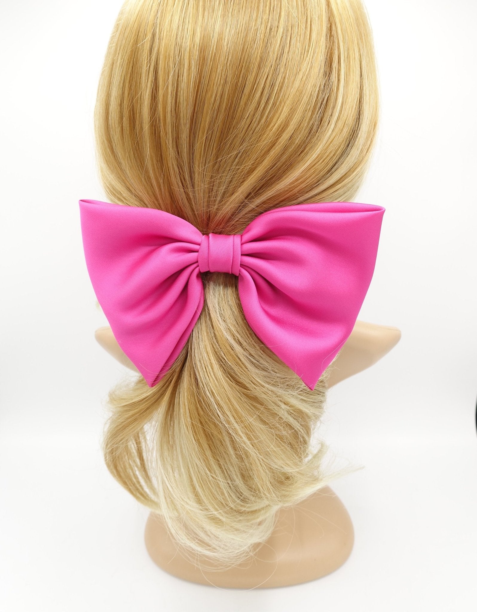 veryshine.com Barrettes & Clips Pink glossy basic satin hair bow women hair accessory