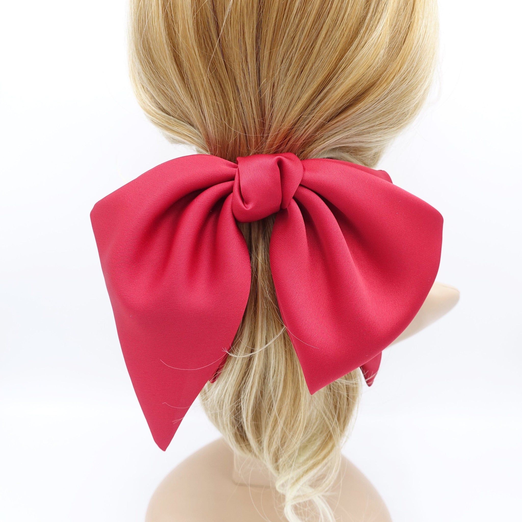 veryshine.com Barrettes & Clips Red Aura satin hair bow big women french barrette  french barrette women hair accessory
