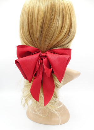 veryshine.com Barrettes & Clips Red solid layered hair bow tailed stylish french barrette women hair accessory