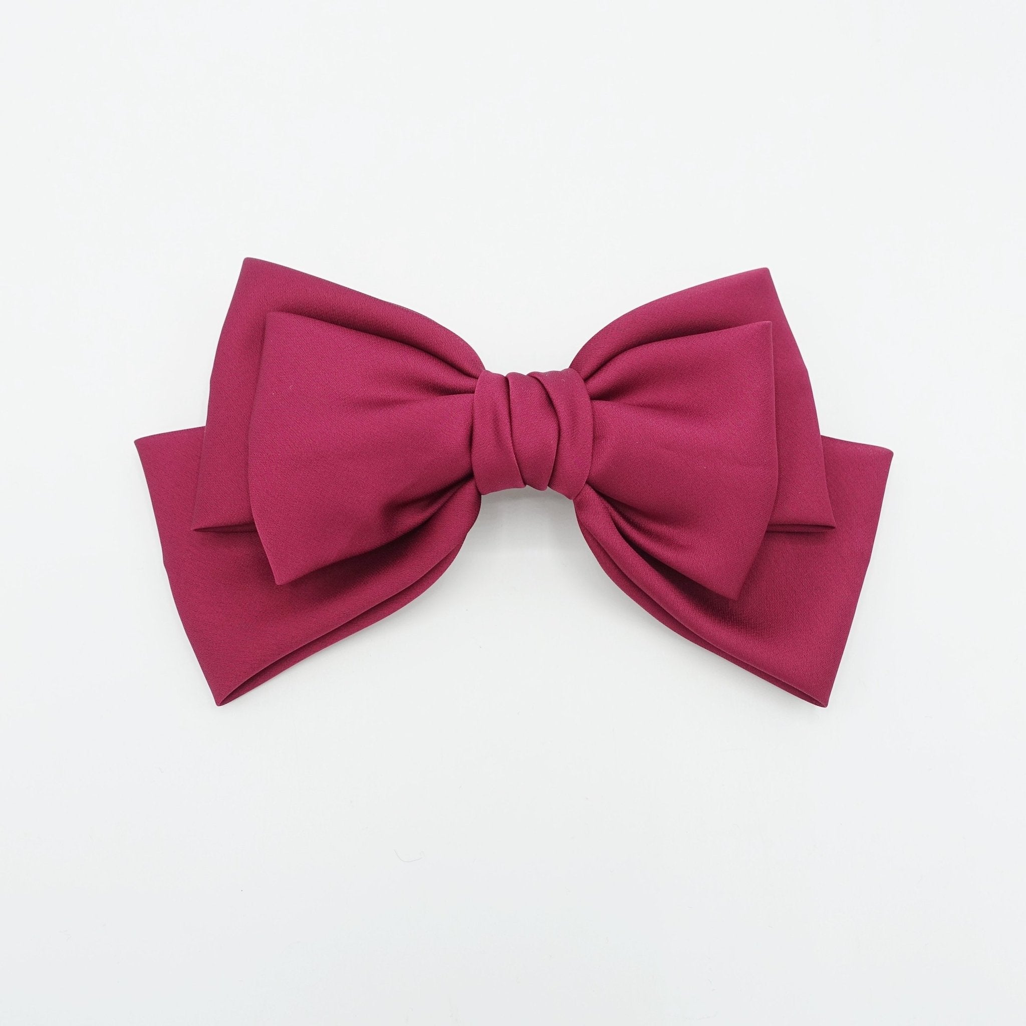 veryshine.com Barrettes & Clips Red wine triple satin hair bow moderate style hair accessory for women