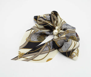 veryshine.com Barrettes & Clips satin print hair bow tassel strap print scarf tail hair bow for women