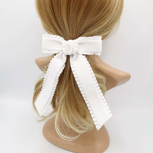 veryshine.com Barrettes & Clips White basic velvet frill hair bow cute hair accessory for women