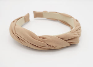 veryshine.com Beige chiffon cross 2 strand round braid headband for women