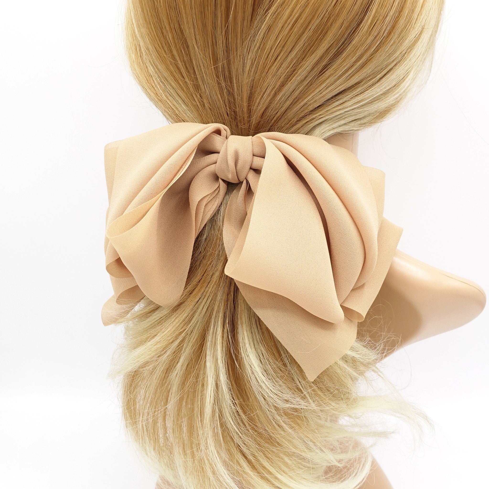 veryshine.com Beige chiffon drape hair bow feminine hair accessory