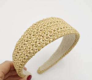 veryshine.com Beige faux straw threaded flat headband
