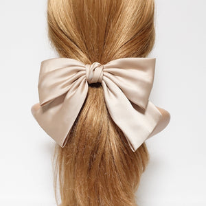 veryshine.com Beige silk satin big K bow barrette glossy satin women hair accessory for women