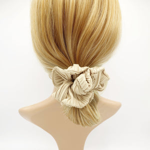 veryshine.com Beige solid pleated scrunchies hair elastic women scrunchy accessories for women