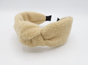 veryshine.com Beige wool knot headband Winter fur fashion lambswool hairband women hair accessory