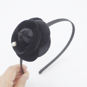 veryshine.com black camellia headband thin velvet leather flower headband nd for women