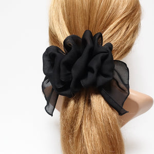 veryshine.com Black chiffon ruffle flower hair barrette woman hair accessory