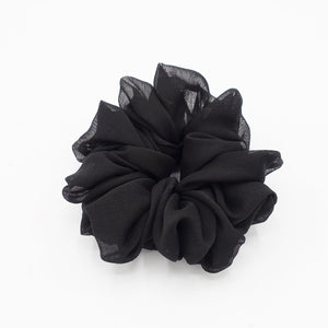 veryshine.com Black crinkled chiffon scrunchies solid sheer hair elastic scrunchie woman hair accessory