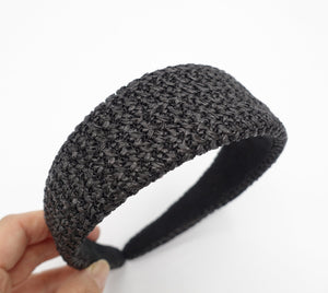 veryshine.com Black faux straw threaded flat headband